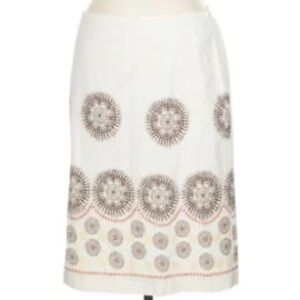 Ann Taylor Loft Skirt Ivory Brown Aztec Tribal Print A-Line Boho Artsy Women 4